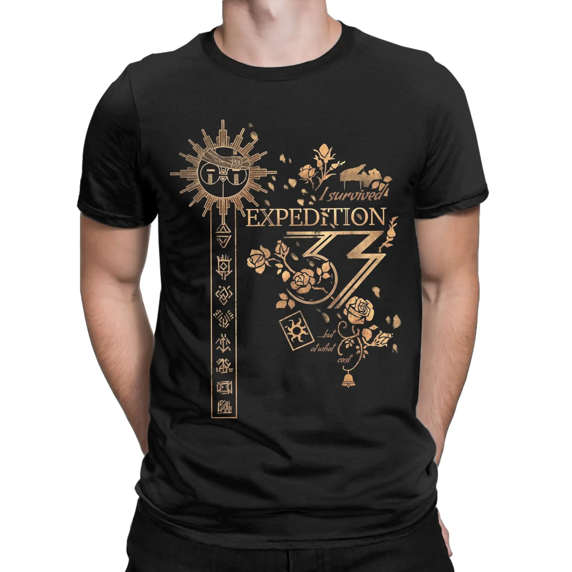 I survived Clair Obscur Expedition 33 T-Shirts for Men  Novelty Cotton Tee Shirt Short Sleeve T Shirts Graphic Printed Clothing
