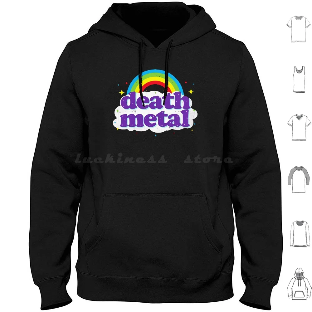 Death Metal Rainbow Essential Hoodie Cotton Long Sleeve Death Metal Rainbow Essential