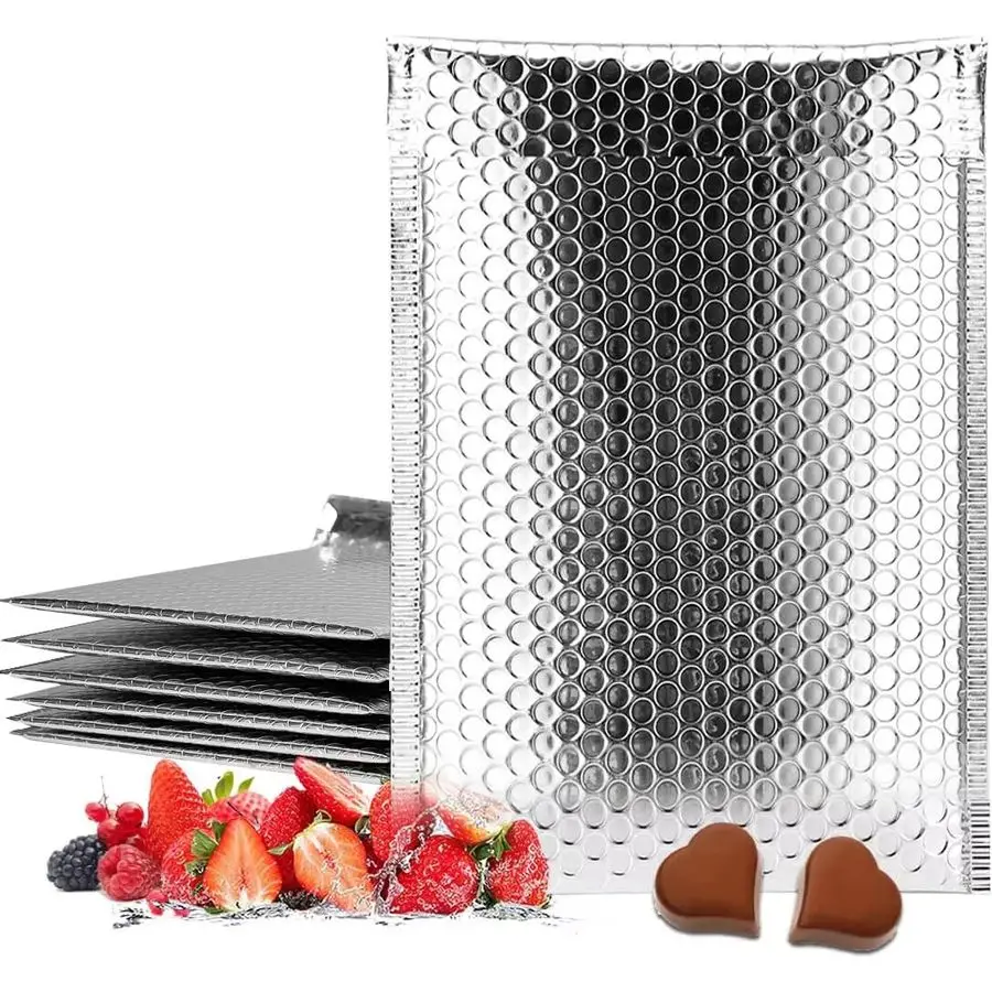 

Пакеты с пузырчатой пленкой 8 x 11 дюймов, самоклеящиеся, 25 штук в упаковке, термоизолированные пакеты для холодной доставки, фольгированные почтовые конверты