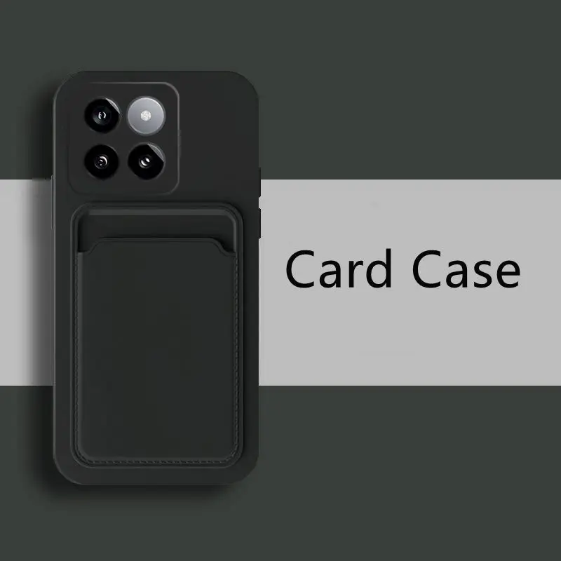 Skinlee Silicone Shockproof Capa para Xiaomi 14 Pro, Saco De Cartão Inserível, Shell Traseiro