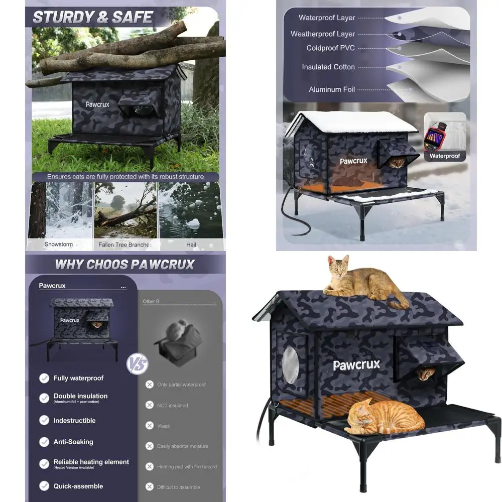 

Зимняя уличная будка для кошек: утепленная, водонепроницаемая, с подогревом для бездомных кошек