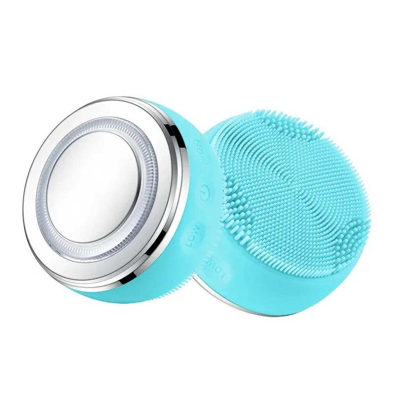 Electric facial cleaning brush, makeup removal and facial washing brush, electric color light heating beauty cleanser