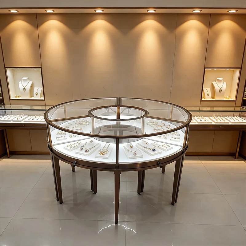 Fan jewelry cabinet stainless steel display cabinet shopping mall supermarket jewelry store special counter