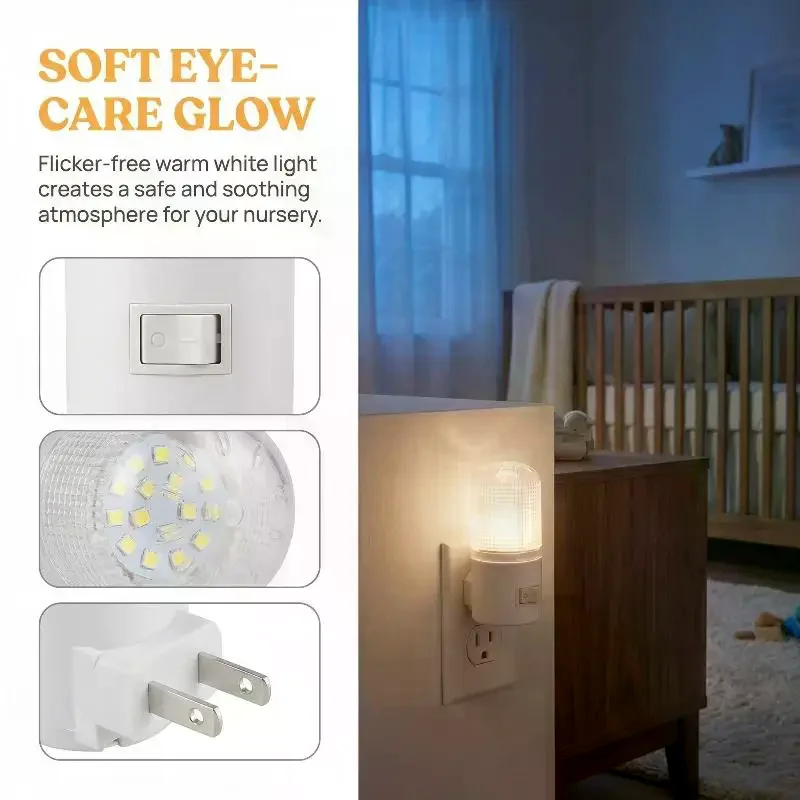 

Plug In LED Night Light EU US Version Emergency Lamp with Soft Glow Perfect for Bedroom and Living Room Bedside Use
