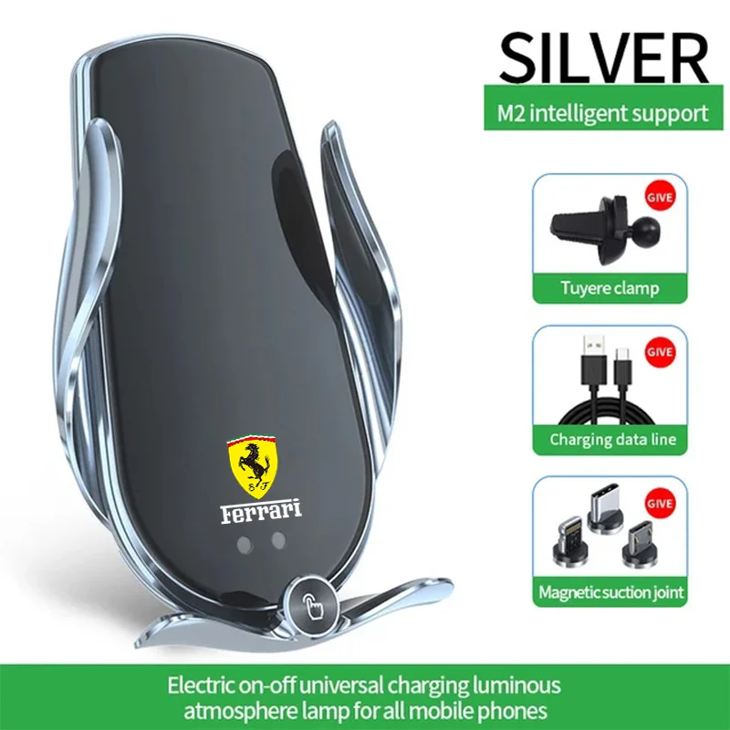 For Ferrari Roma 488 Portofino F8 Spider SF90 F8 LaFerrari Car Wireless Charger Phone Holder Charging Portable Bracket Accessory