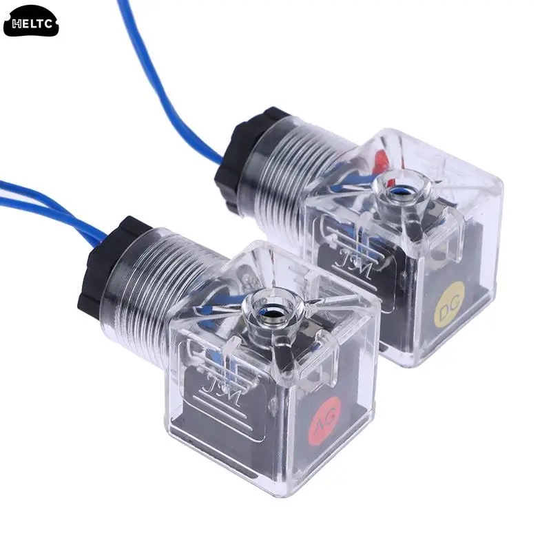 1PCS Hydraulic Solenoid Valve Plug Electromagnet Junction Box With Lamp DC 24V/AC 220V Transparent Pneumatic Lamp Holder