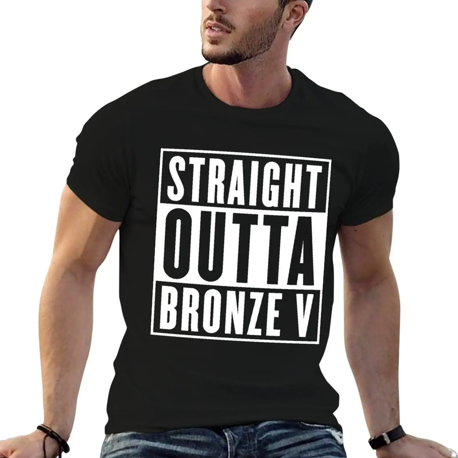 STRAIGHT OUTTA BRONZE V T-Shirt valentines clothes heavyweights funny t shirts for men