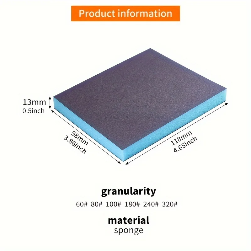 6 Sanding Sponges, Washable and Reusable Double-Sided Sanding Blocks, 60-320 Grit Wet/Dry Sandpaper, for Wood, Metal, Furniture, Paint, and Drywall - view 6