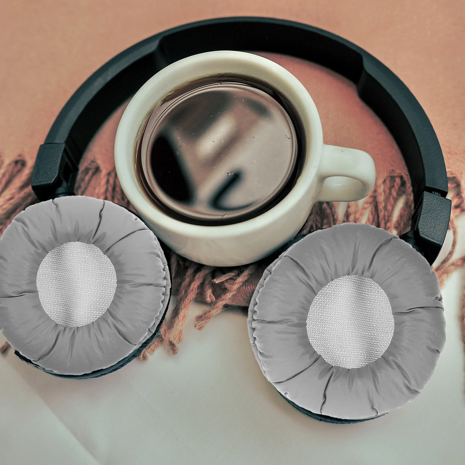 

2Pcs Replacement Ear Pads Soft PU Sponge Headphone Cushions Compatible for 50mm Headphones Comfortable Ear Covers