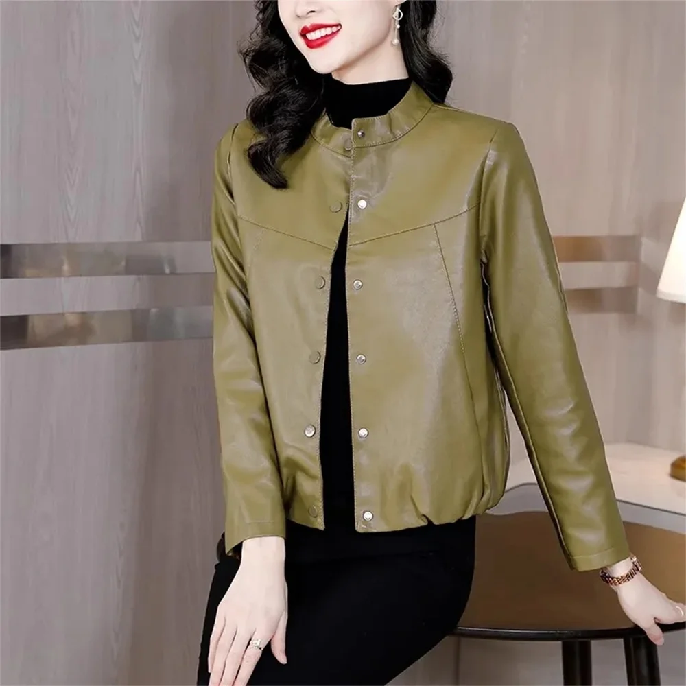 Women Jacket New in Coats New Thick Maillard Leather Jacket Ladies Short Spring and Autumn Fashion Loose Leather Jacket Woman