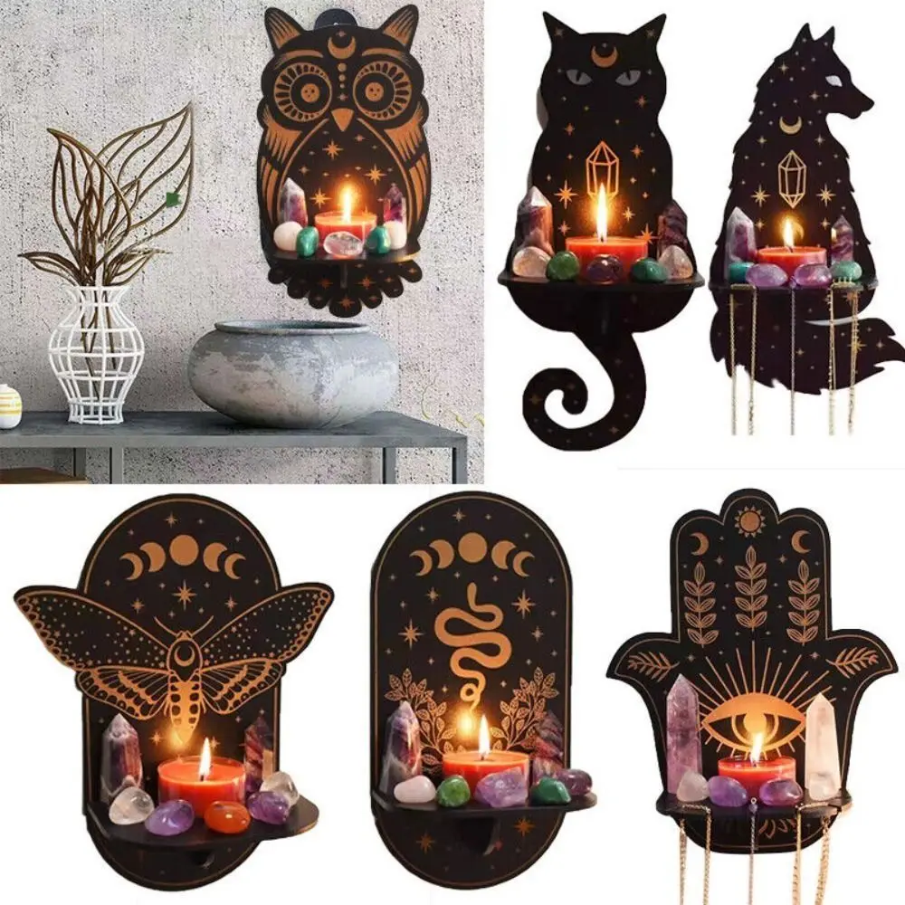 Handicraft Wooden Carving Candle Holder Smooth Animal Crystal Display Stand Wear-resistant Strong Crystal Decorative Shelf