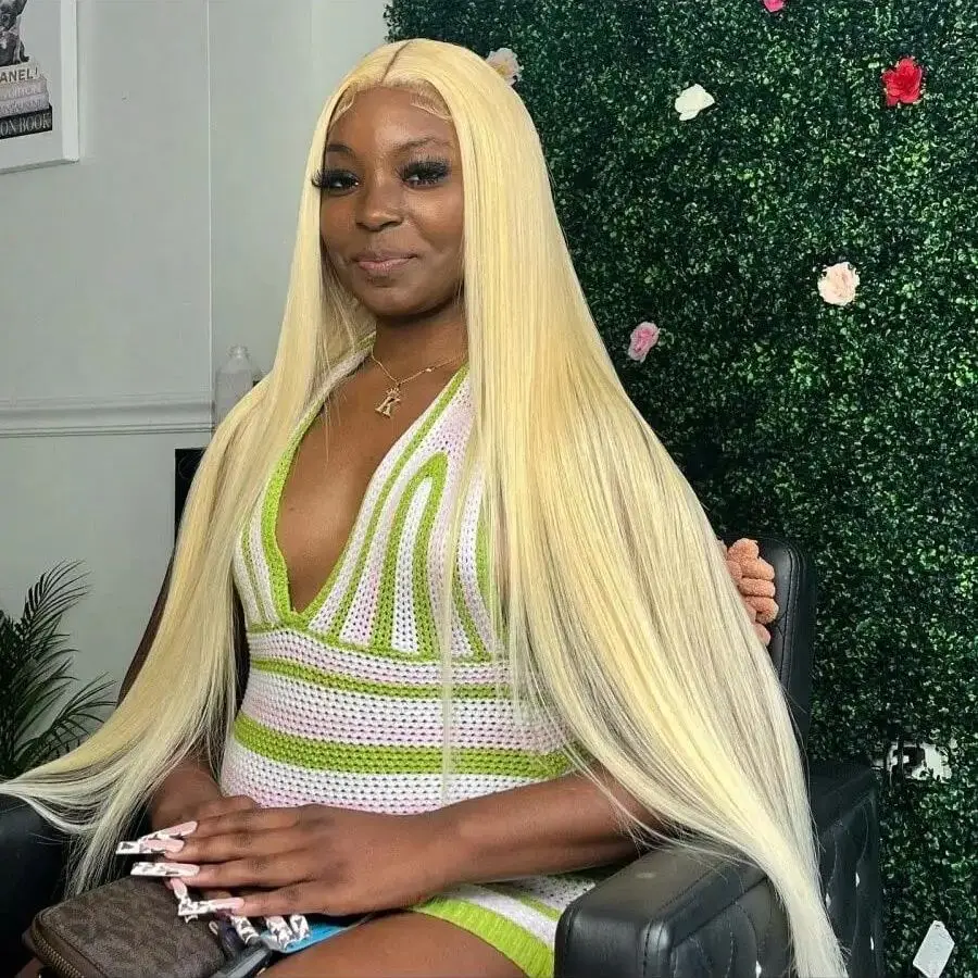 200% 613 cabello humano liso de hueso rubio miel 13x4 HD pelucas frontales de encaje transparente 34 pulgadas brasileño prearrancado con pelo de bebé