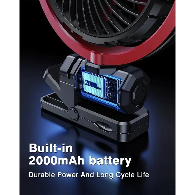 مشبك على مروحة أوتوماتيكية للتبريد الشخصي للمقعد الخلفي الأمامي وبطارية 2000 مللي أمبير في الساعة تعمل مع مركبة تدفق الهواء البارد العالمية ​