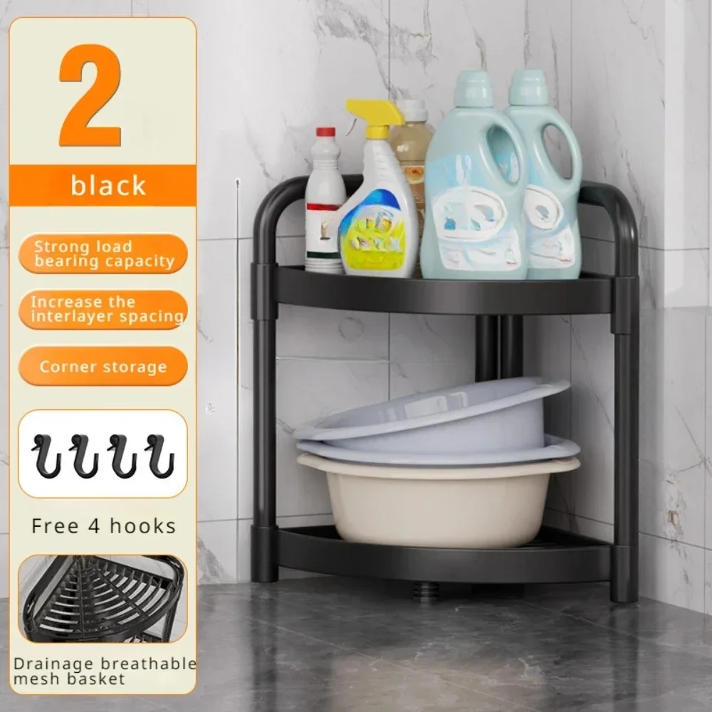 Kitchen CornerStorage Rack Triangle Shelf Floor Standing Toilet Multi Story Movable Storage Shelf Folding Bathroom Storages Rack