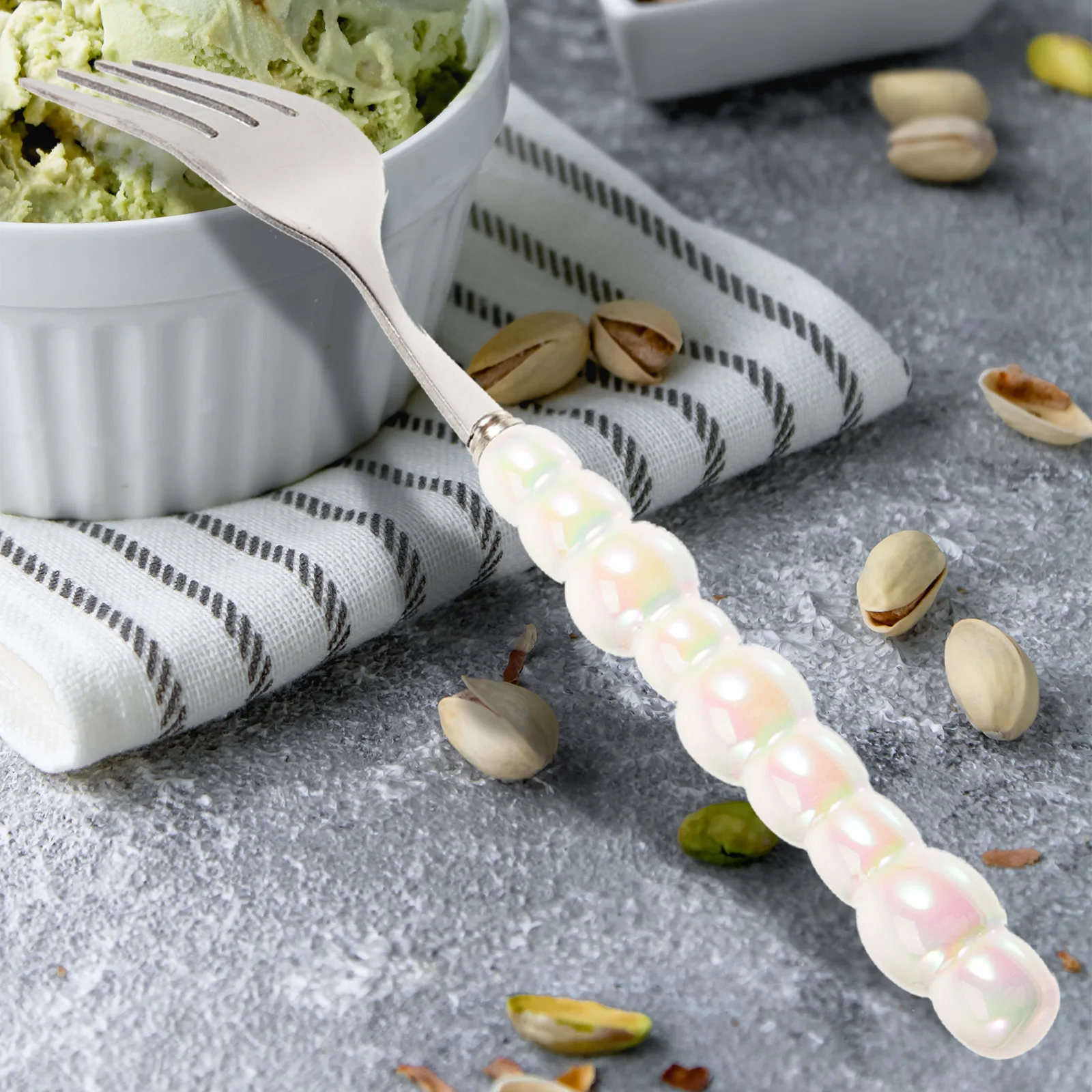 

Ceramic Handle Stainless Steel Fork Comfortable Grip Fine Texture Kitchen Flatware for Various Occasions