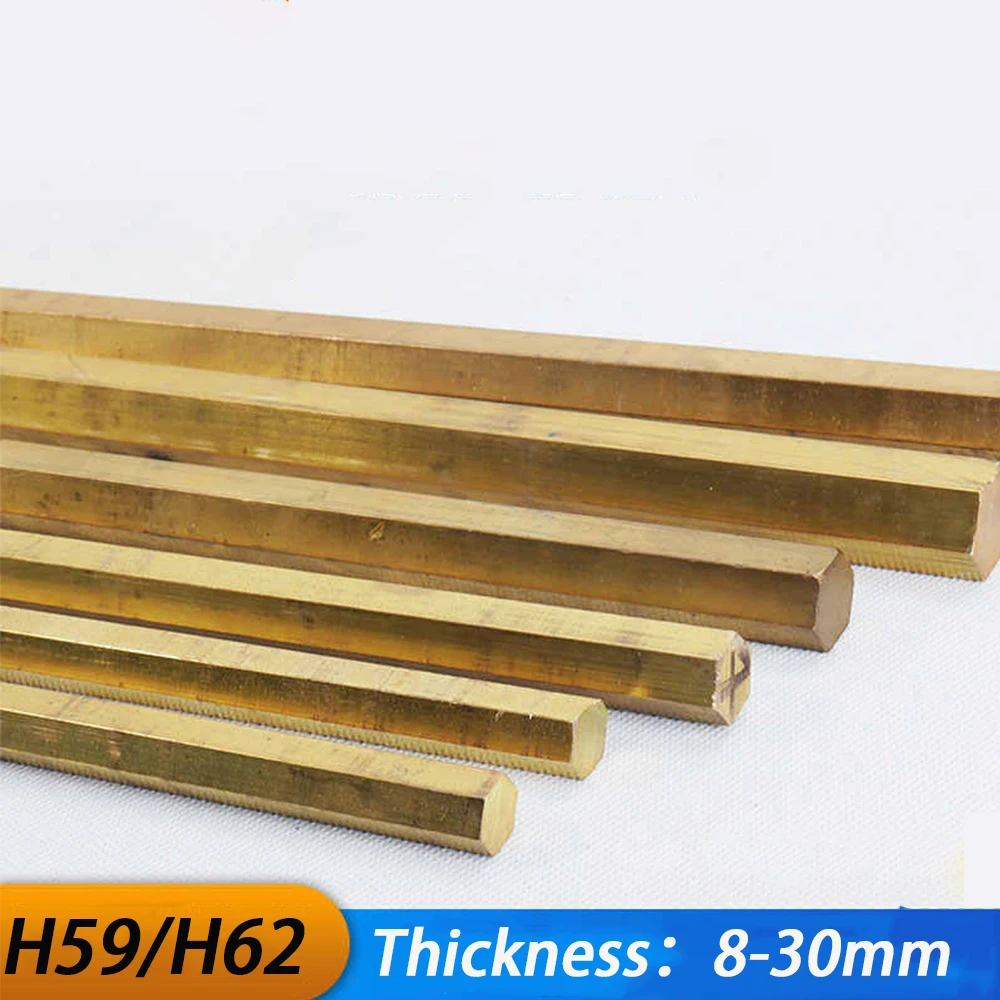 1Pcs H59/H62 Brass Hexagonal Bar Solid Brass Hex Rod CNC Metal 8/9/10/11/12/13/14/15/16/17/18/19/20/21/22~30mm Length 200/500mm