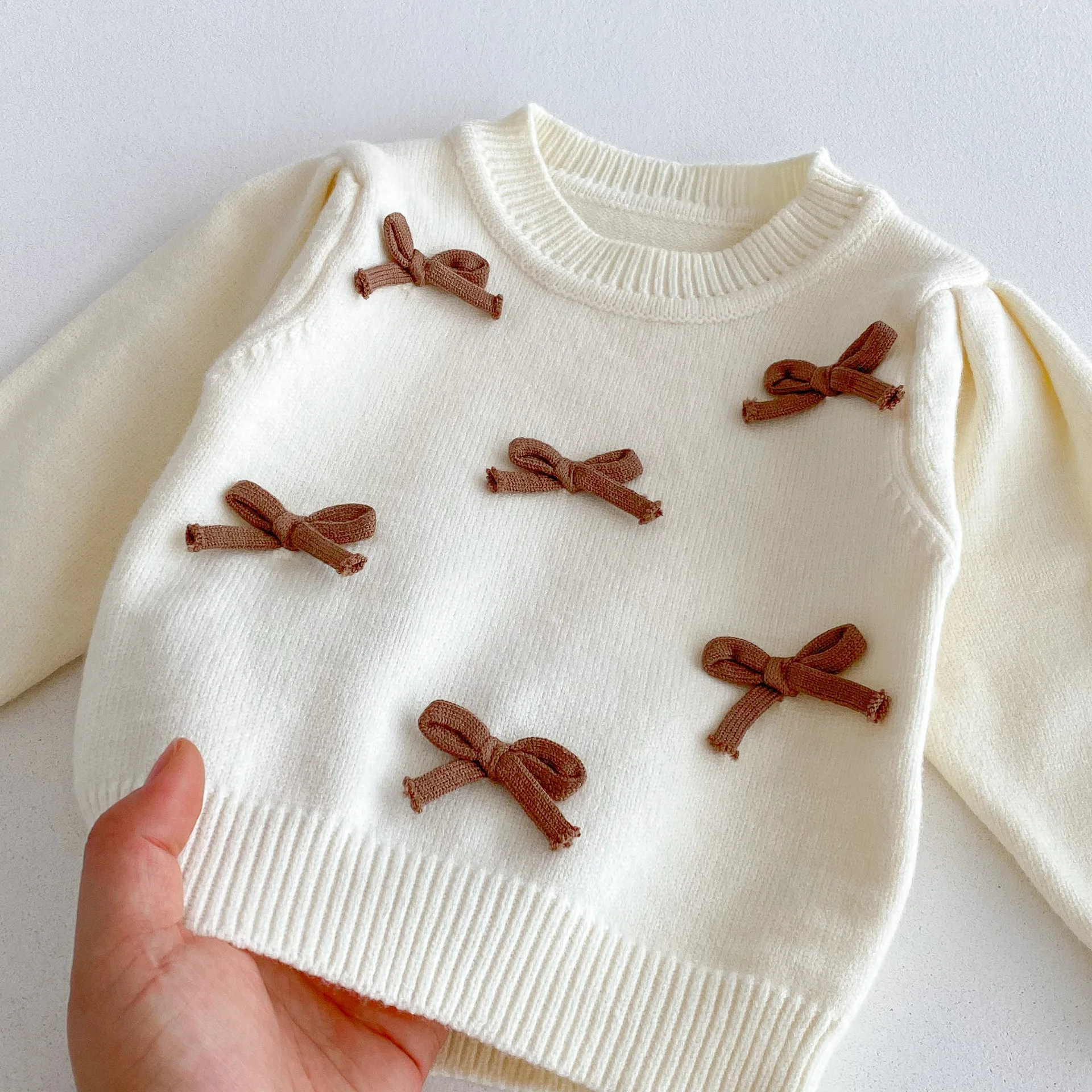 طفلة سترة دعوى 2025 الخريف والشتاء جديد القوس الجولة الرقبة سترة جرس قيعان حقيبة لطيفة ثلاث قطع دعوى