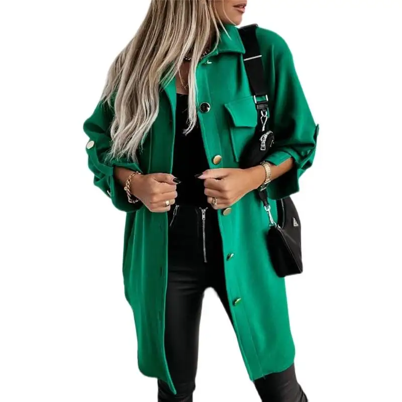 

New Faion Women's Long irt Jaet Coat Autumn Winter Sli Outerwear Ladies' Premium Quali ort Coat