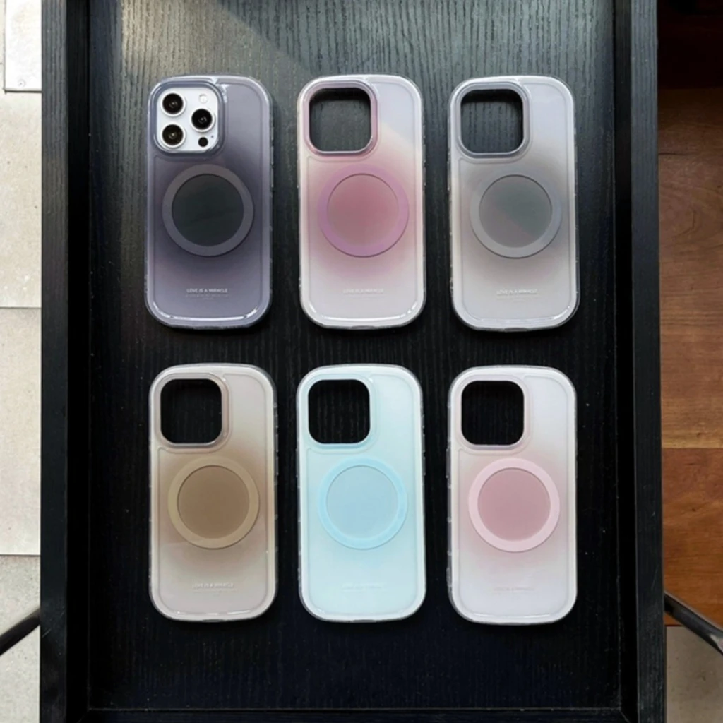 

Простой полихромный градиентный магнитный противоударный чехол для телефона с беспроводной зарядкой для iPhone 16, 15, 14, 13 Pro Max