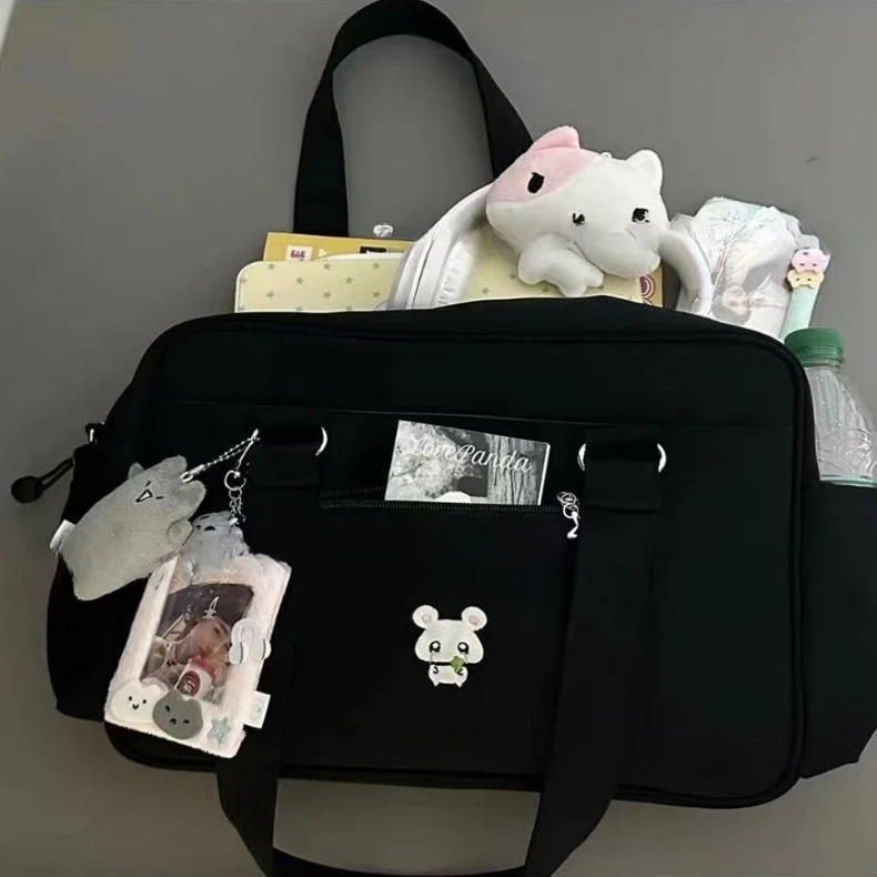 

Kawaii School Girl Laptop Bag Travel oulder Bag Women's Sle Embroidered Nylon Box ape Large Size Casual Animal Pattern