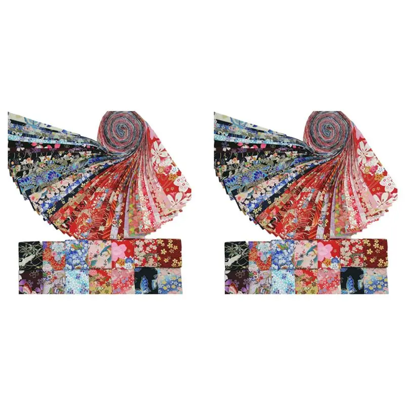 

ABMS-Jelly Roll Fabric Strips For Quilting,80 PCS Roll Cotton Fabric For Sewing With Different Patterns DIY Craft Patchwork