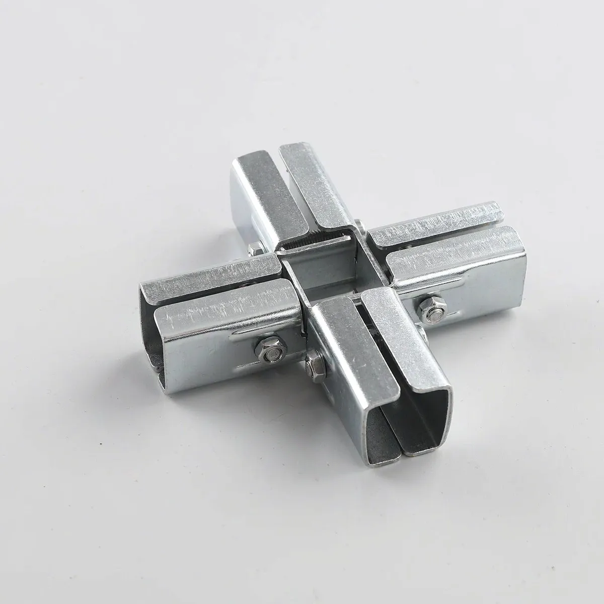Galvanized Steel Square Tube Connector Adjustable Non Punching Pipe Joint Non Welding Fixed Buckle Shelf Rack Railing Fence
