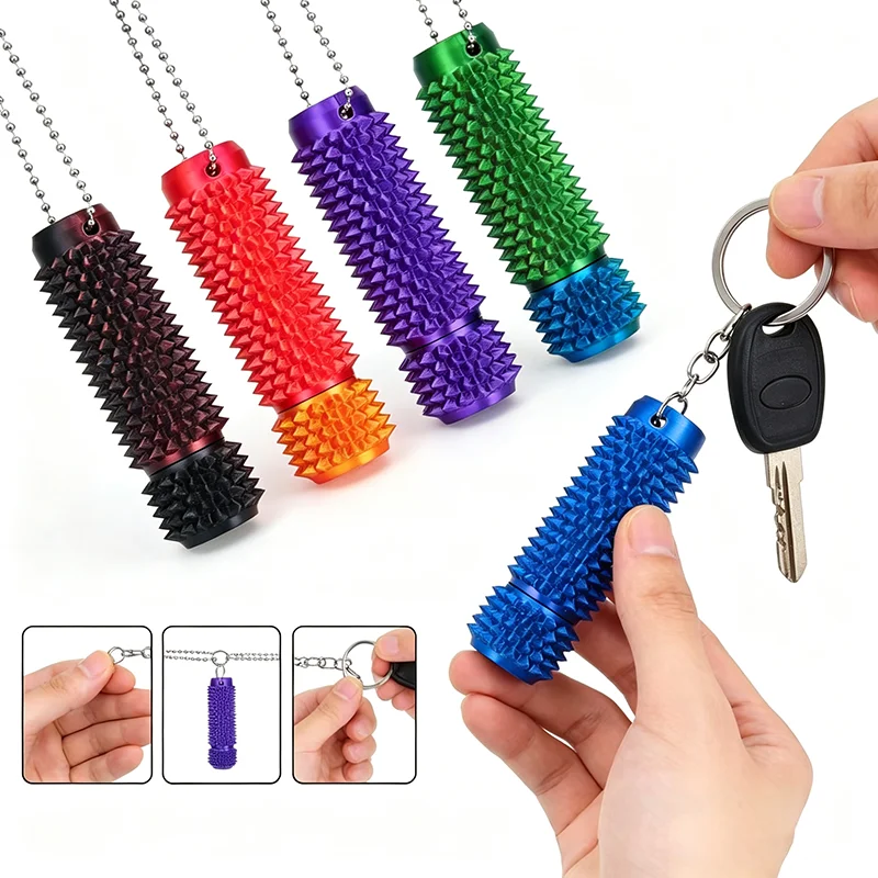 3D Printed Pain Stim Fidget Toy Portable With Keychan Colorful 3d Pain Stimulation Decompression Office Novelty Toy Spike Roller
