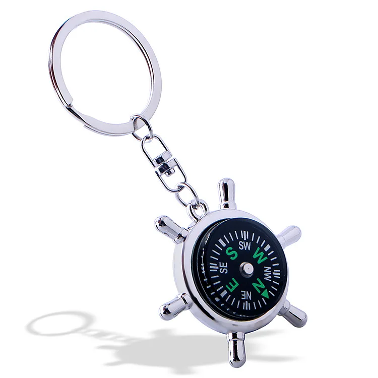 10pcs/100pcs creative style unisex compass keychain woman man compass key ring