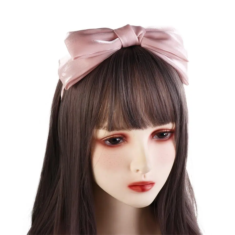 Милый головной убор для девочек, головные уборы, аксессуары для волос, повязка для волос в корейском стиле, обруч для волос с бантом, яркая шелковая повязка для волос, женская повязка на голову