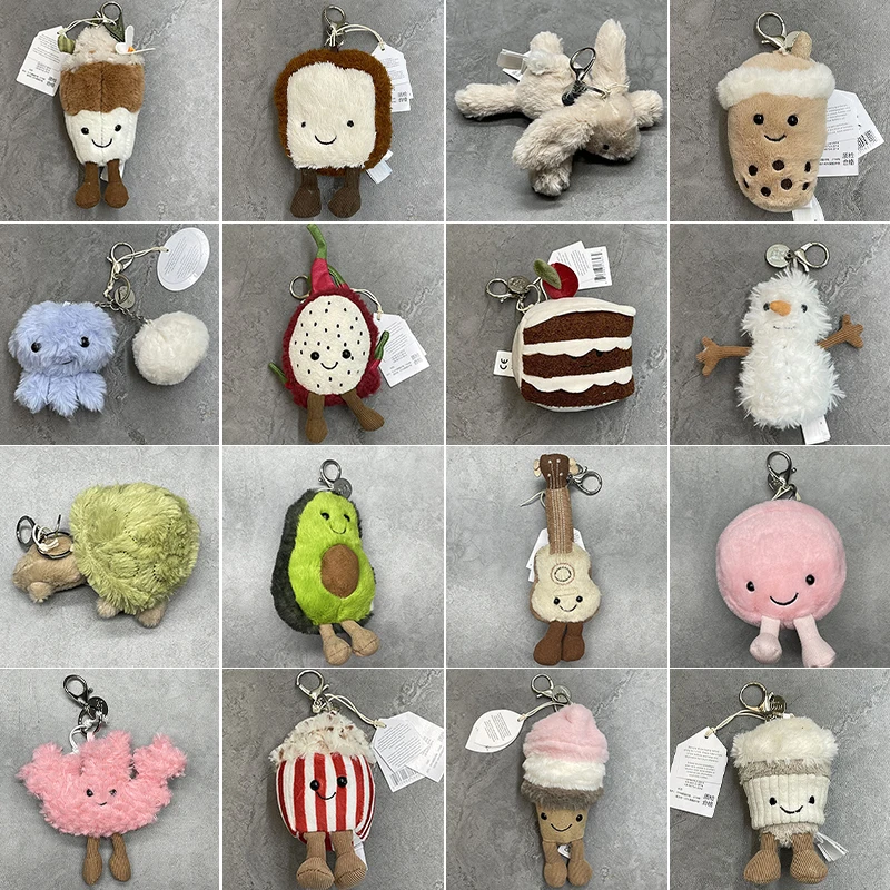 Macaron Pendant Marshmallow Plush Keychain Watermelon Plush Keychain Cucumber  Plush Toy Backpack Jellyfish Gift