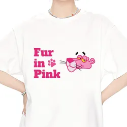 Cartoon The Pink P-Panther T Shirt Men Couple Combination Clothes Short Sleeve Collar Fashion Women Cotton