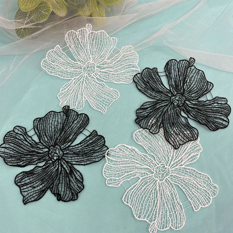 Flower Lace Patches Applique For Bridal Wedding Dress White Mesh Flowers Patch DIY Handmade Clothing Repair Sewing Accessories