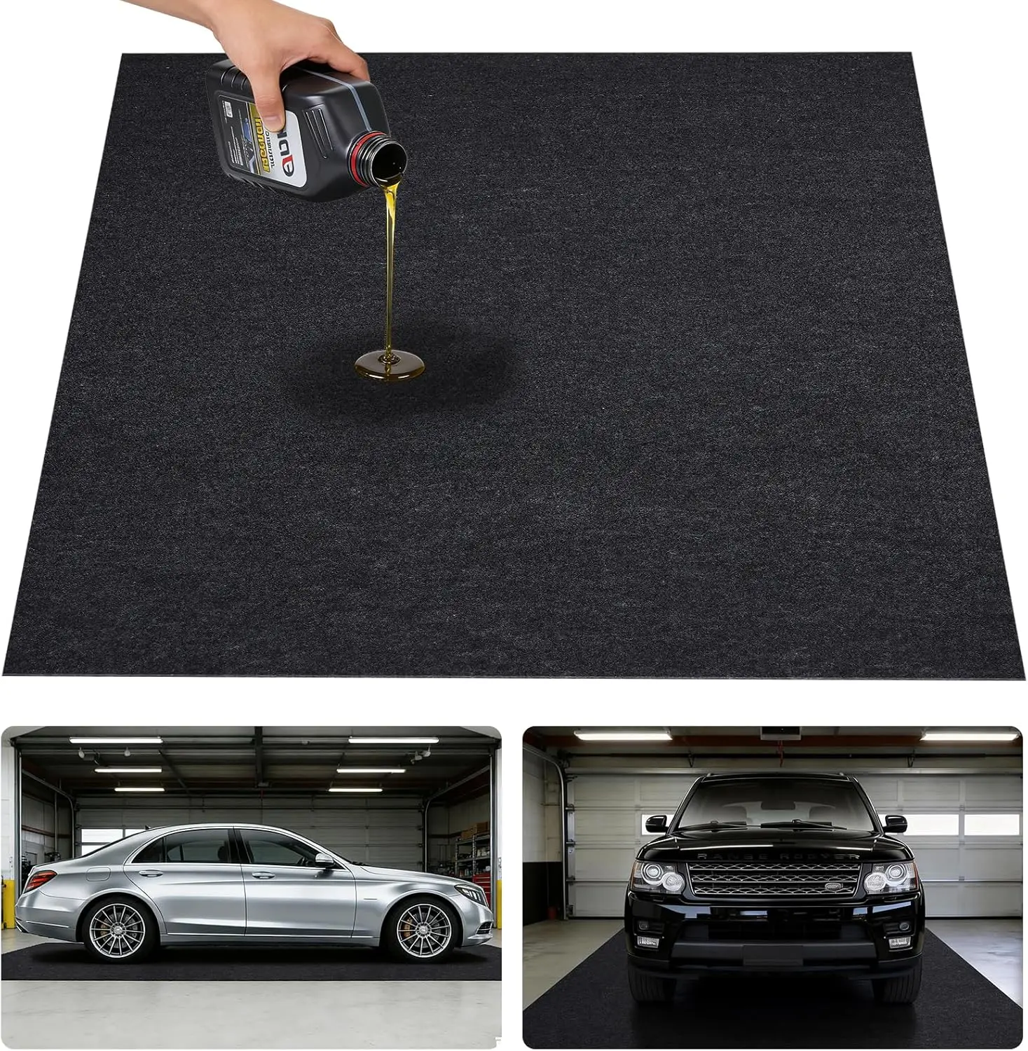 

Heavy Duty Garage Floor Mat 7.4'x17' - Oil & Chemical Spill Protection, Reusable & Washable with Anti-Leak Backing