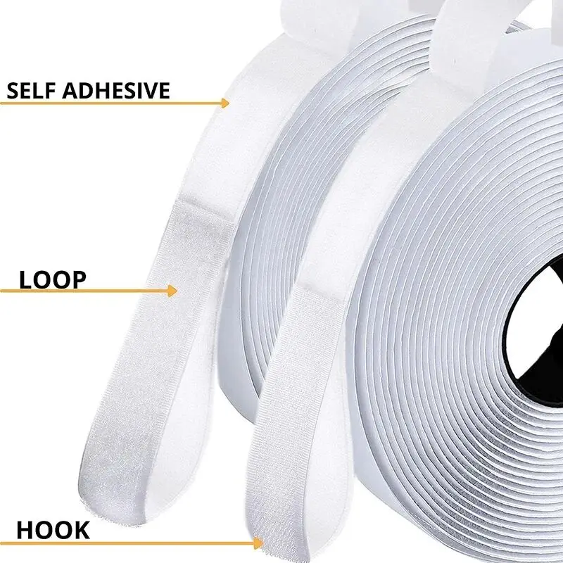 25M Strong Self Adhesive Hook and Loop Fastener Tape Nylon Sticker Hook Loop Strap with Glue for DIY Clothing Craft Accessories