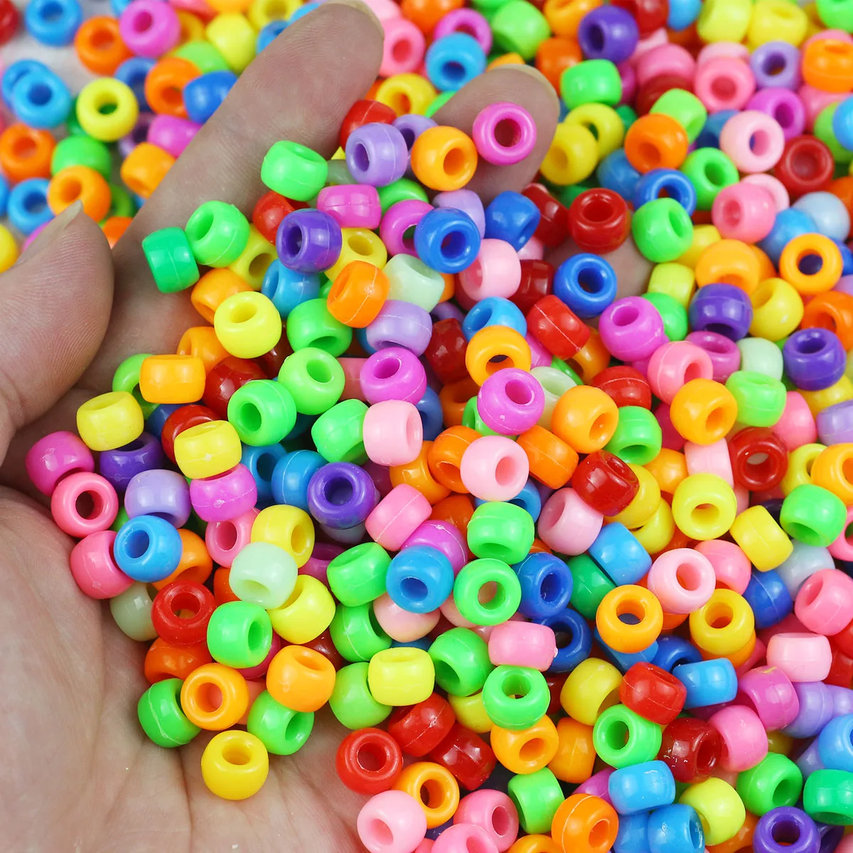 Big Hole Colorful Pony Beaded 100pcs 6x9mm Acrylic DIY Bracelet Necklace Making Handmade Crafts Loose Beads For Jewelry Findings - view 4