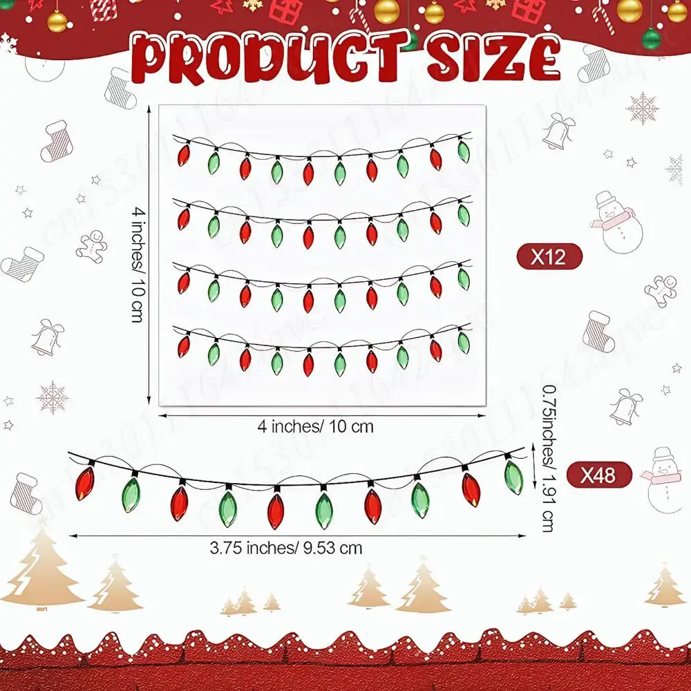 4/8/16 قطعة عيد الميلاد أضواء ملصق صغير شكل ورقة ملصقات الأبعاد حلية ل المغلف سجل القصاصات هدية DIY بها بنفسك لوازم