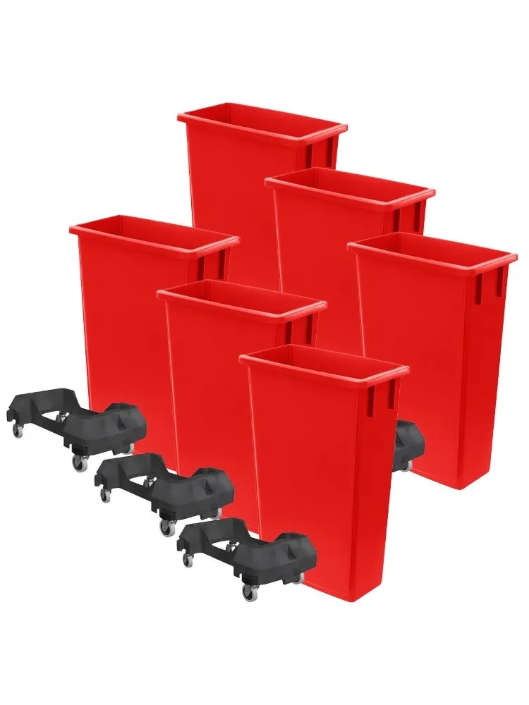 

Gallon Commercial Trash Can with Dolly, Heavy-Duty Slim Waste Bin, Garbage Bin, Durable Waste Container, Recycling