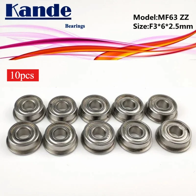 Kande 10PCS Bearings MF63ZZ MF63Z MF63 Z MF63 ZZ  MF63 Miniature Flange Bearing F3x6x2.5mm