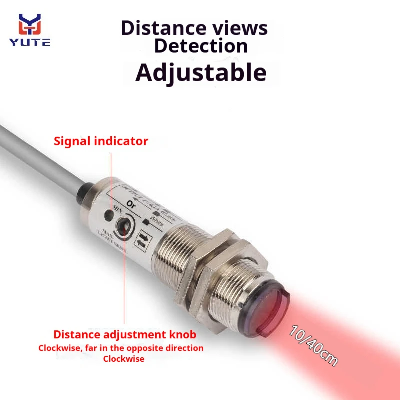 M18 التبديل الكهروضوئي CDD-11N CDD-11P CDD-40N CDD-40P أربعة أسلاك 10-30 فولت NPN PNP المسافة قابل للتعديل منتشر انعكاس الاستشعار