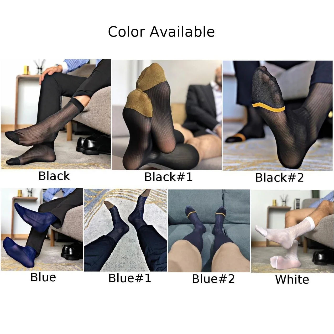 Calcetines transparentes a rayas para Hombre, medias transpirables para negocios y oficina, ropa erótica Formal