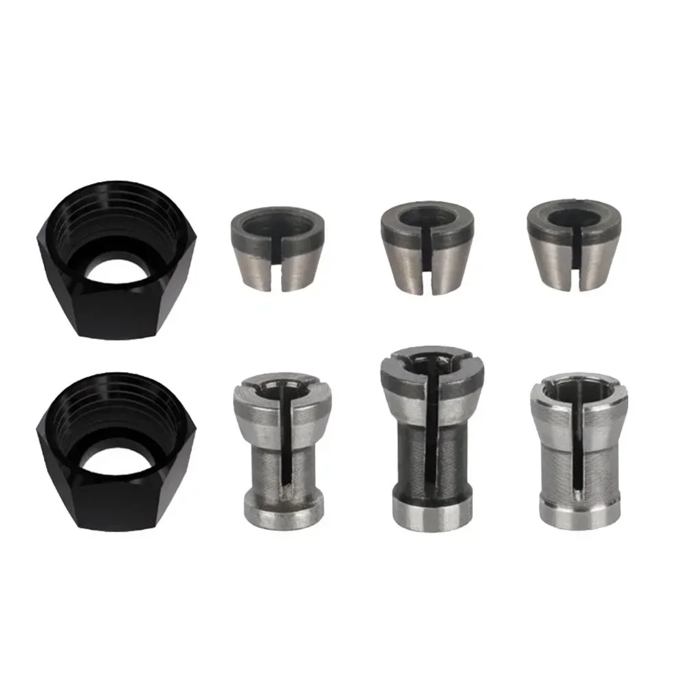 8pcs 6mm/6.35mm/8mm Collet Chuck Engraving Trimming Machine Chuck Adapter Milling Cutter Router Bit Collets