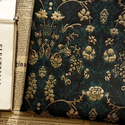 Gold Silk Yarn-dyed Jacquard Fabric Dark Green Suitcase Suit Dress Pillow Sofa Cover Fashion Sewing Wholesale Cloth by the Meter