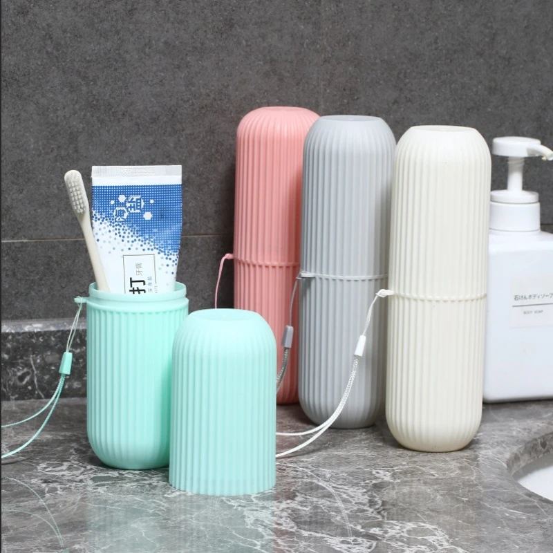 Conjunto de Escova de Dentes Portátil para Viagem - Com Copo para Enxaguante Bucal e Suporte para Pasta de Dentes, Design Compacto, Protetor Bucal Portátil Essencial, Viagem