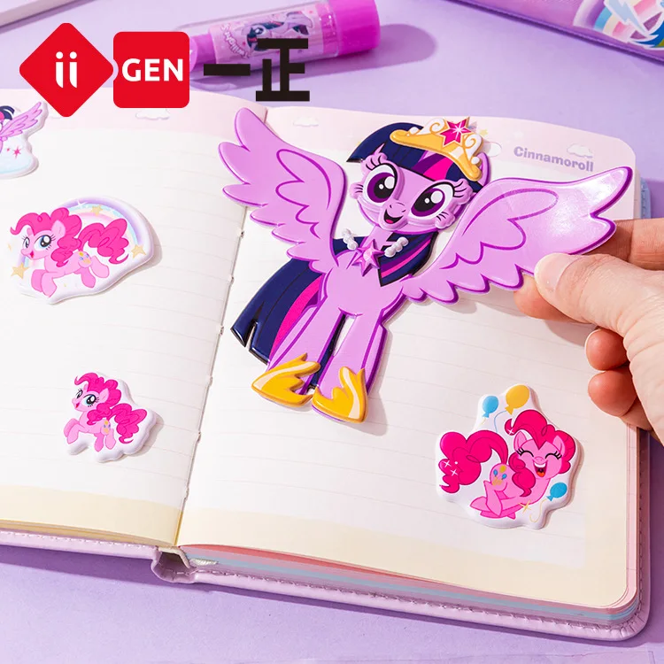 Miniso My Little Pony Bubble Dress Up Stickers Packs Anime Cartoon Stereoscopic Children\'S Stationery Stickers 12pcs DIY Sticker