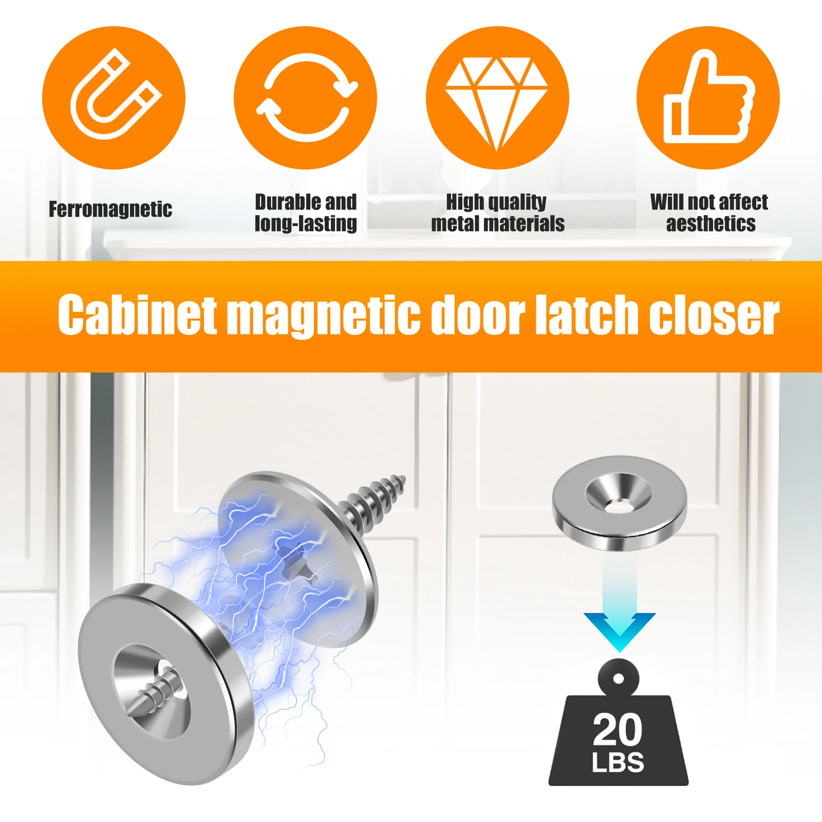 12Pcs Strong Magnetic Door Closer Cabinet Catches Latch Concealed Closures Closet Door Catch Furniture Fittings