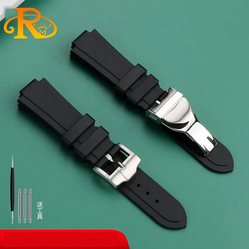 22-12mm Convex Soft Silicone Watch Strap for Tudor Pelagos 25500 25600 Waterproof Rubber WatchBand Men steel buckle accessories