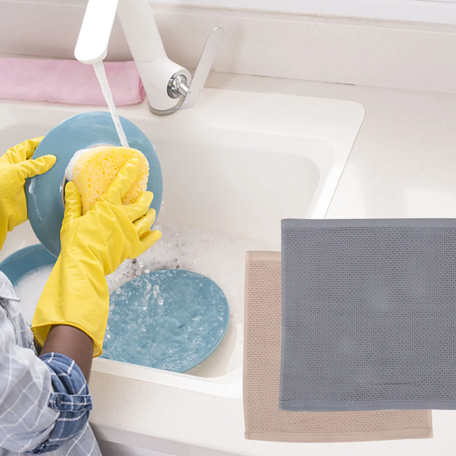 

4Pcs Wash Towels Honeycomb Pattern Excellent Absorption Soft Comfortable Multi Use for Kitchen Cleaning Bath Face Dish Duster