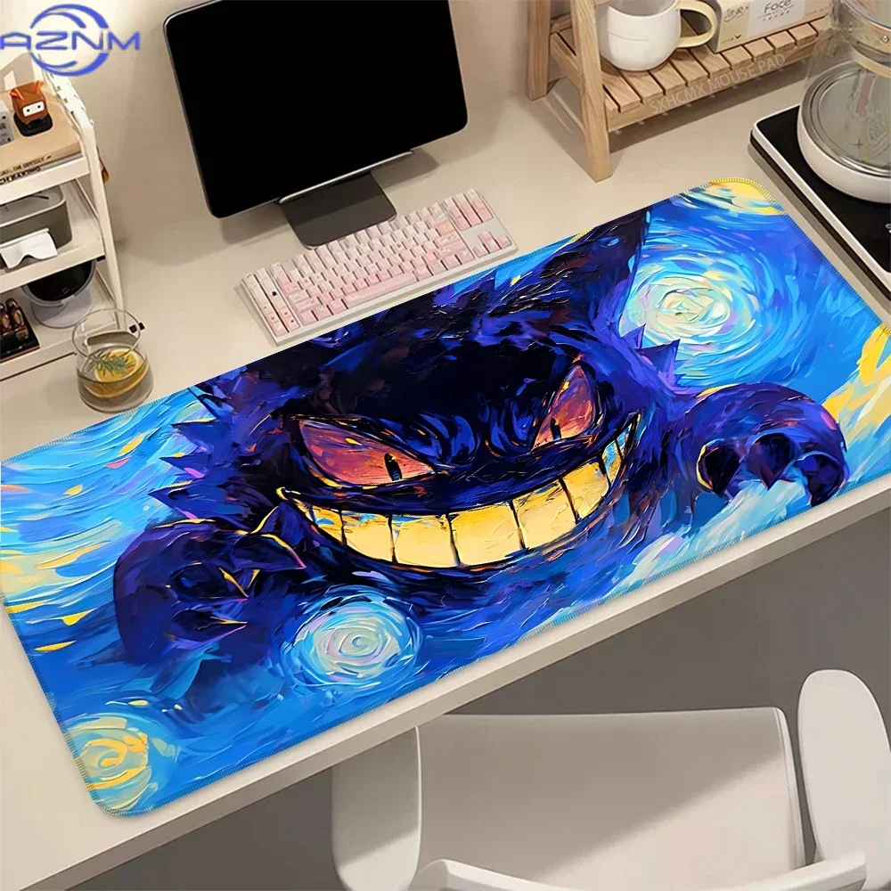 Anime Purple Ghost Monster Starry Night Sky And Castle Print Mouse Pad Rubber Non Slip Desk Mat For Gaming Office Laptop Decor