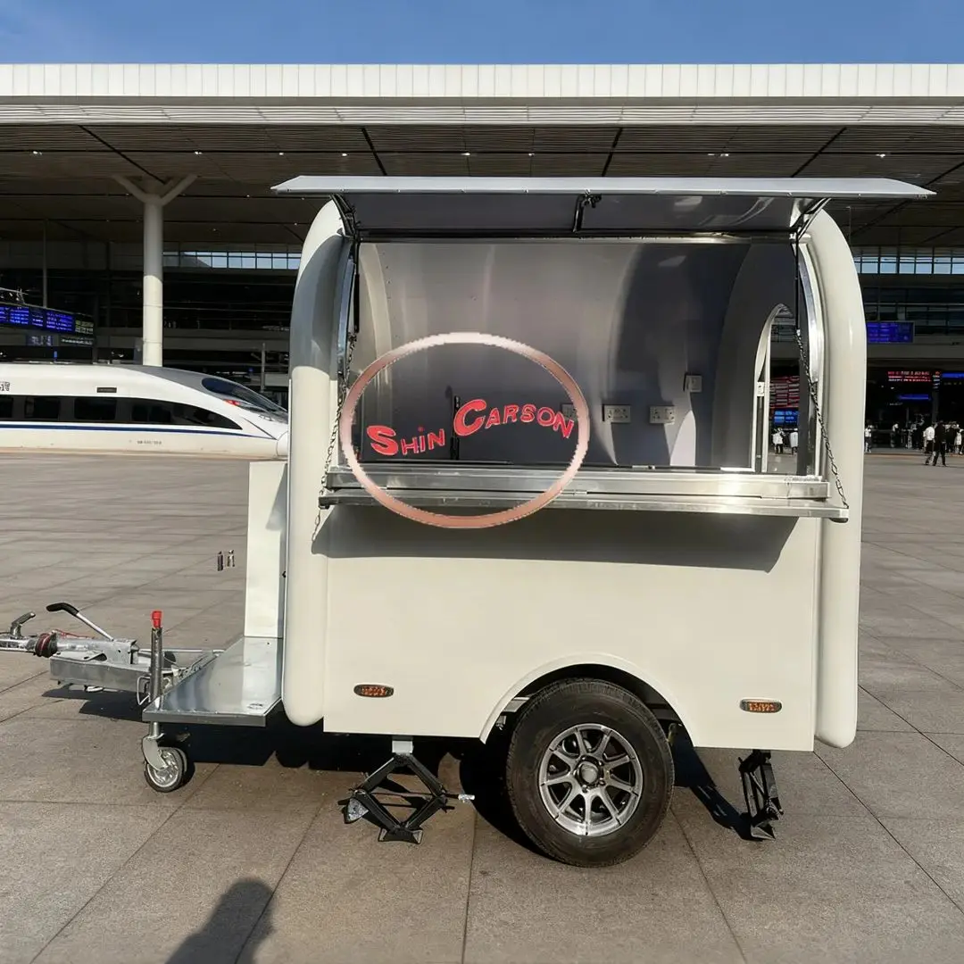 

Towable Mobile Food Concession Trailer Stainless Steel Street Food Cart Fully Equipped Vending Kiosk for Business