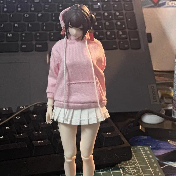 ATStory-Sudadera con capucha para niña, escala 1/12, modelo de ropa compatible con muñecas corporales de figura de acción de soldado Romankey SnailShell de 6 pulgadas